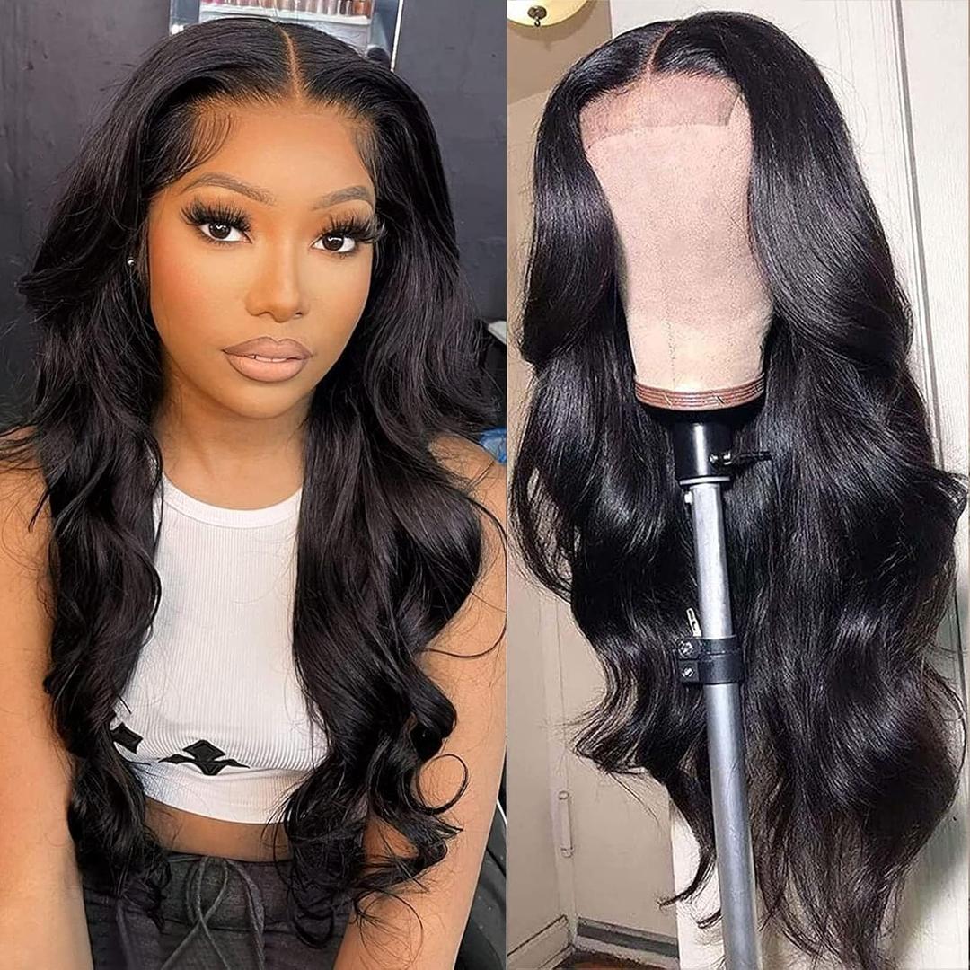 YePei 22 Inch Body Wave Lace Front Wigs Human Hair 4x4 Closure Wigs for Black Women 200 Density Wear and Go Glueless Wigs Human Hair Pre Plucked Pre Cut