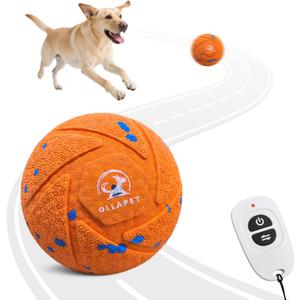 Smart Interactive Dog Ball - Auto Bouncing & Rolling, Chew-Resistant E-TPU Material, 3 Interactive Modes, IPX7 Waterproof, Smart Chase Pet Toy Ball for Medium and Large Dogs (Orange)