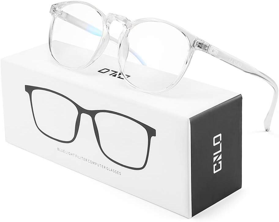 CNLO Blue light blocking Glasses,Computer Gaming Glasses,TV GlassesFor UV Protection, Anti Eyestrain,Lightweight Frame Eyewear,Transparent Men/Women (Crystal)