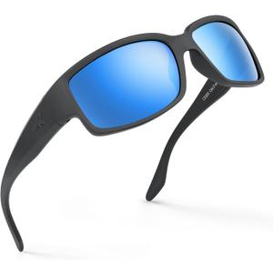 KastKing Skidaway Polarized Sport Sunglasses for Men and Women,Ideal for Driving Fishing Cycling and Running,UV Protection (Color: Frame: Matte Blackout / Lens: Smoke Base - Ice Mirror) KastKing Skidaway Polarized Sport Sunglasses for Men and Women,Ideal for Driving Fishing Cycling and Running,UV Protection (Color: Frame: Matte Blackout / Lens: Smoke Base - Ice Mirror)