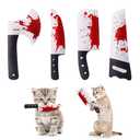 Potaroma 4Pcs Cat Toys, Horror Halloween Knife-Shaped Kitten Catnip Crinkly Sound Toys, Indoor Exercise for All Cat Breeds 6.5 Inches