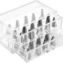 2 Layer Piping Tip Box for 72 Small Piping with 100 Flower Nails Tips Organizer Drawer Cake Baking Supplies Decoration Jewelry Sewing Hardware Storage Display Box