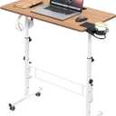 Hadulcet Portable Standing Desk, Rolling Desk Adjustable Height, Mobile Laptop Desk, Small Stand Up Table with Wheels, Walking Table for Treadmill Walking Pad, Tall Computer Stand, Oak, 31.5" W x 15.75" D x 44.9" H