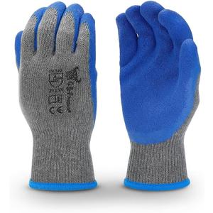 G & F Products - 3100XL-10 120 Pairs X-Large Rubber Latex Double Coated Work Gloves for Construction, gardening gloves, heavy duty Cotton Blend Blue