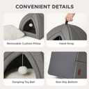 Bedsure Cat Beds for Indoor Cats - 2 in 1 Cat Cave House Tent for Kittens and Small Pets with Removable Washable Cushioned Pillow, Foldable Kitten Hideaway with Non-Slip Bottom, Grey, 17.3 inches