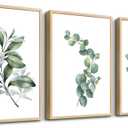 Framed Canvas Wall Art For Living Room Wall Decor For Bedroom Green Leaves Plants Watercolor Painting Office Wall Pictures Kitchen Wall Decorations Bathroom Decor Set Of 3 Piece Framed Art Prints