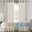 H.VERSAILTEX Linen Curtains Nickel Grommet Natural Linen Semi-Sheer Curtains 2 Panels Privacy Added Premium Soft Rich Material Drapes for Bedroom/Livingroom - 52x96 - Inch - Linen