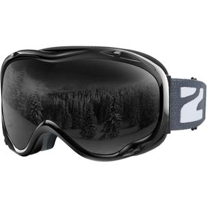 ZIONOR Lagopus B1 Ski Goggles OTG Anti fog Snow Goggles UV Protection Snowboard Goggles for Men Women Adult Youth (One Size, B6-vlt 17.8% Black Frame Black Lens)