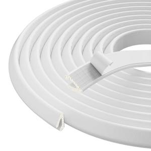 V Shape Thin Foam Weather Stripping Door Frame Seal Strip 33FT White, Draft Stopper, Insulation Winter, Weatherstripping, Gap Sealing, Soundproofing, Self-Adhesive Used for Exterior Front Door Side