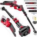 2-IN-1 Cordless 8-Inch Pole Saw & Chainsaw for Milwaukee M18 Battery - 1200W Brushless Motor, Total Reach of Max 15.9 FT, Lightweight, 8"&6"Electric Pole Saws for Tree Trimming Pruning (Tool Only)