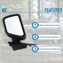 Left Driver Side Mirror Compatible With 2021-2026 Ford F150 With Manual Folding Power Glass Heated Blind Spot Turn Signal Puddle Light Matte Black Replace#ML3Z17683SA(11Pins)