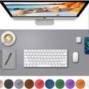 Desk Mat with Wireless Charging, Grey Mouse Pad with Wireless Charger, Desk Pad Matt for Desktop, Mousepad Gaming Large Mouse Pad, Leather Compute for Keyboard and Mouse, 32" x 16" (Grey-rightBack to Regular Price $42.99 Soon)