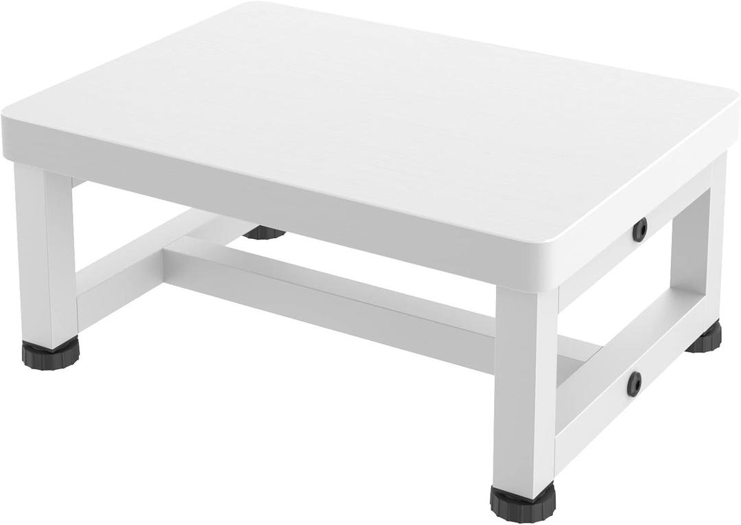 Step Stools for Adults Kids, Heavy Duty Non-Slip Wooden Stepping Stools with 500-LBS Capacity for Bedroom Kitchen Bathroom, Sturdy Bed Steps for High Beds with Rubber Feet, Easy to Assemble, White