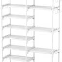 ROJASOP White Shoe Rack, Tall Metal Shoe Rack Organizer for Entryway Closet Garage, 8 Tier Large Shoe Shelf for 26-32 Pairs Boots & Shoes Storage, Space Saving Heavy Duty Shoe Stand