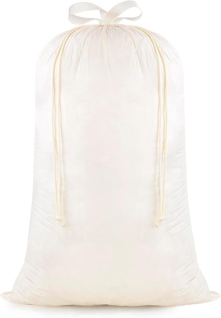 Heavy Duty Laundry Bag, 24"x 35", Laundry Basket Liner Replacement, Drawsting Top with Carrying Handles, 3 to 4 Load Capacity, Machine Washable, Ultra-Light and Foldable (Cream)