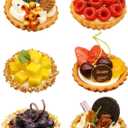 Hoypeyfiy Artificial Egg Tart Models Set,6 Packs Artificial Fruit Cakes Desserts for Window Decor,Home Kitchen Decor, Bakery Shop Display