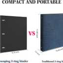 INFUN 1 Inch Telescoping 3 Ring Binder- 4 PCS-Black, Portable Plastic Binder with Telescoping Spine, 3 Ring Binders with Foldable Front Cover Holds 8.5" x 11" Paper for School, Office and Homes