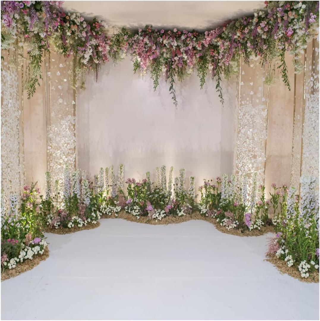 Baocicco 8x8ft Wedding Backdrop Beautiful Curtains Romantic Floral Decorations Flower Clusters Photography Background Wedding Ceremony Bridal Shower Birthday Children Adults Portrait Studio