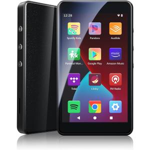 Android 14 MP3 Player with Spotify, Play Store, Amazon Music, Audible, Libby, 96GB PECSU 4" Touch Screen MP4 Music Player for Kids with Parental Control, Eye-Care Mode (2000mAh/ Space Black)