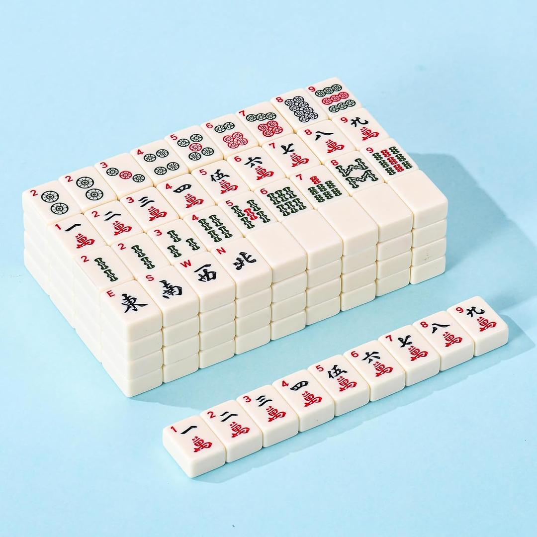 American Mahjong | 166 Premium 1.2-inch Creamy White Tiles | Complete Mahjong Game Set