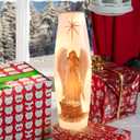 Crackle Glass Christmas Angel Lamp 12" Pre-Lit Lighted Vase Xmas Jar Gifts for Holiday Decoration