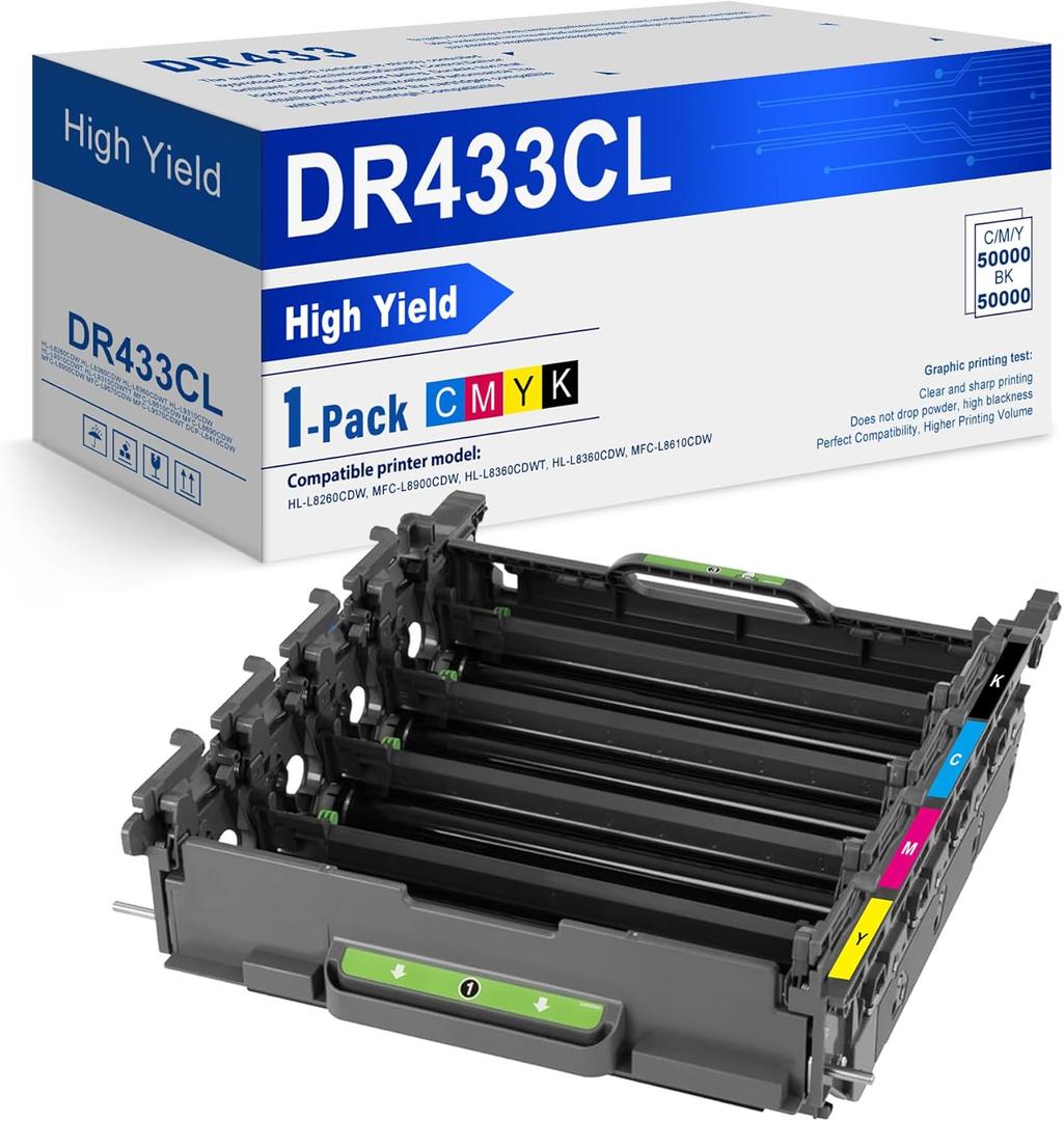 DR433CL Drum Unit DR-433CL Replacement for Brother DR 433CL use with HL-L8260CDW HL-L8360CDW/CDWT HL-L9310CDW MFC-L8610CDW MFC-L8690CDW MFC-L8900CDW MFC-L9570CDW Printer, DR 433CL 1 Pack, Not Toner