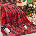 OCTROT Red Christmas Heated Blanket Electric Throw 50X60, Heating Throw Gift with 10 Heating Levels & 8 Hours Auto Off, Plaid Checkered Sherpa Blanket Warmer for Adults, Couch Bed Office Use