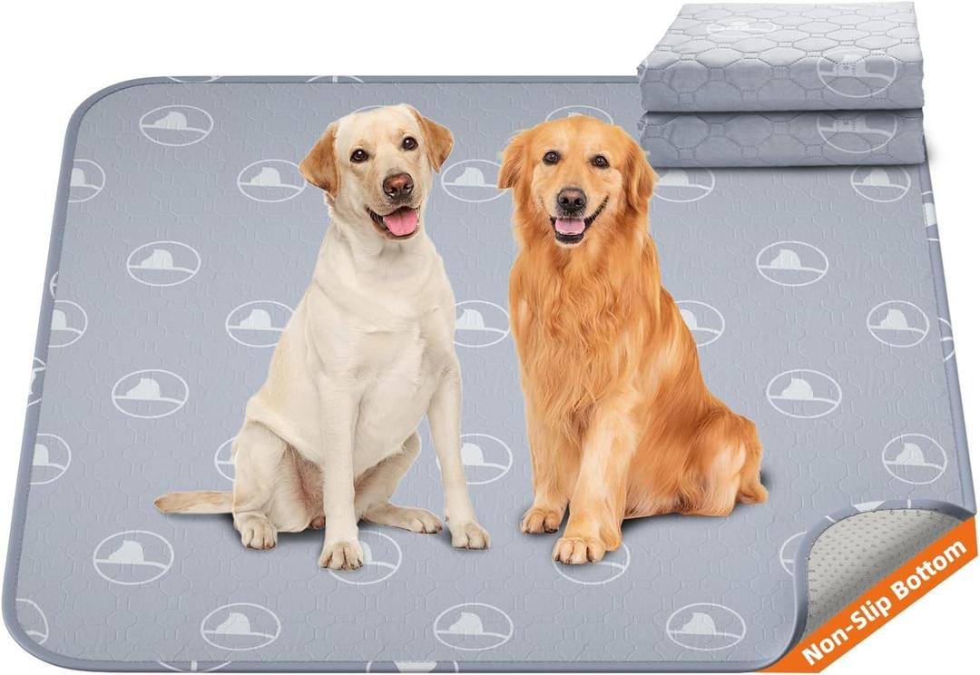 PJYucien Washable Pee Pads for Dogs 2 Pack, 36" x 36" Non-Slip and Leak-Proof Pee Mat, Puppy Training Pads for Whelping, Playpen, Crate, Bed (Grey) (Gray White)