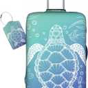 Ocean Sea Turtle Luggage Cover Washable Suitcase Protector, Turtle Theme Party Luggage Tag Travel Birthday Gifts For Men Women (S 18-21 Inch Luggage)