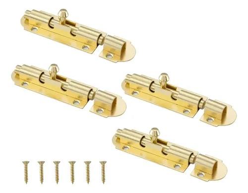 HOME MASTER HARDWARE 4 Pack Brass Plated Sliding Bolt Lock, 3 in Barrel Bolt Latch for Door Chest Window Fence