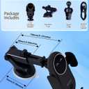 Wireless Car Charger Mount with Air Vent Clip & Suction Base, 15W Fast Auto-Clamping Charging Phone Holder for iPhone 17/16/15/14, Samsung S24/S23, etc.(Black)