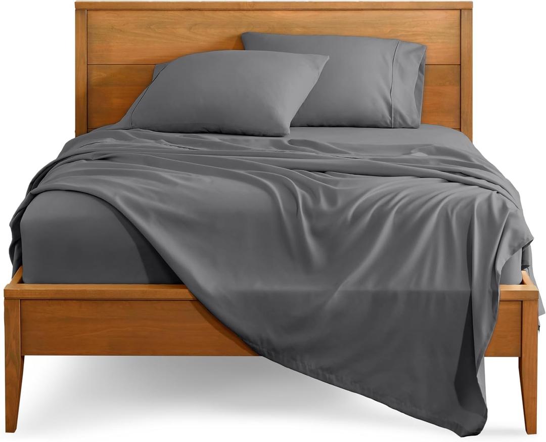 Bare Home Twin Sheet Set - 1800 Ultra-Soft Microfiber Twin Bed Sheets - Double Brushed - Deep Pockets - Easy Fit - 3 Piece Set - Bedding Sheets & Pillowcases (Twin, Grey)