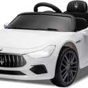 12V Ride On Car with Parent Remote Control Battery Powered Electric Car with 2 Motors Led Lights MP3 Horn Gift for Boys Girl (White)