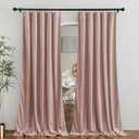 RYB HOME Velvet Room Divider Curtains 84 inches, Noise Reduce Barrier for Nursery, Large Window Curtains for Sliding Glass Door/Storage/Space Room, Dusty Pink, W 62 x L 84, 2 Panels Set