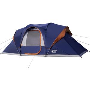 CAMPROS CP Camping Tent 10 Person Family Cabin Tent, 2 Room Water Resistant Waterproof Tent with Top Rainfly, 4 Large Mesh Windows, Double Layer, Easy Set Up, Portable with Carry Bag, 16ft x 9ft x72in (Blue)