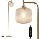 MAYNA Glass Floor lamp Living Room, Modern Vertical lamp, Remote Control Switch with Glass lampshade, 67-inch high lamp Suitable for Bedroom and Study (2700K LED Bulb Included)