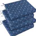 Basic Beyond Outdoor Chair Cushions Set of 4, Square Corner Outdoor Cushions for Patio Furniture, Water Resistant Patio Chair Cushions with 2 Ties, 18.5x16x3, Blue Circles