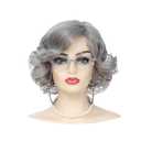 Old Lady Wig, Easy Apply Granny-Themed Short Curly Wig, Gray Short Wavy Glueless Wigs with Accessories - Silver Grey Grandma Costume Wig for Women, Granny Wigs, Old Person Wig