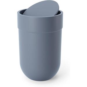 Umbra Touch Trash Can, Small Garbage Bin Waste Basket with Lid for Bathroom, Slate Blue