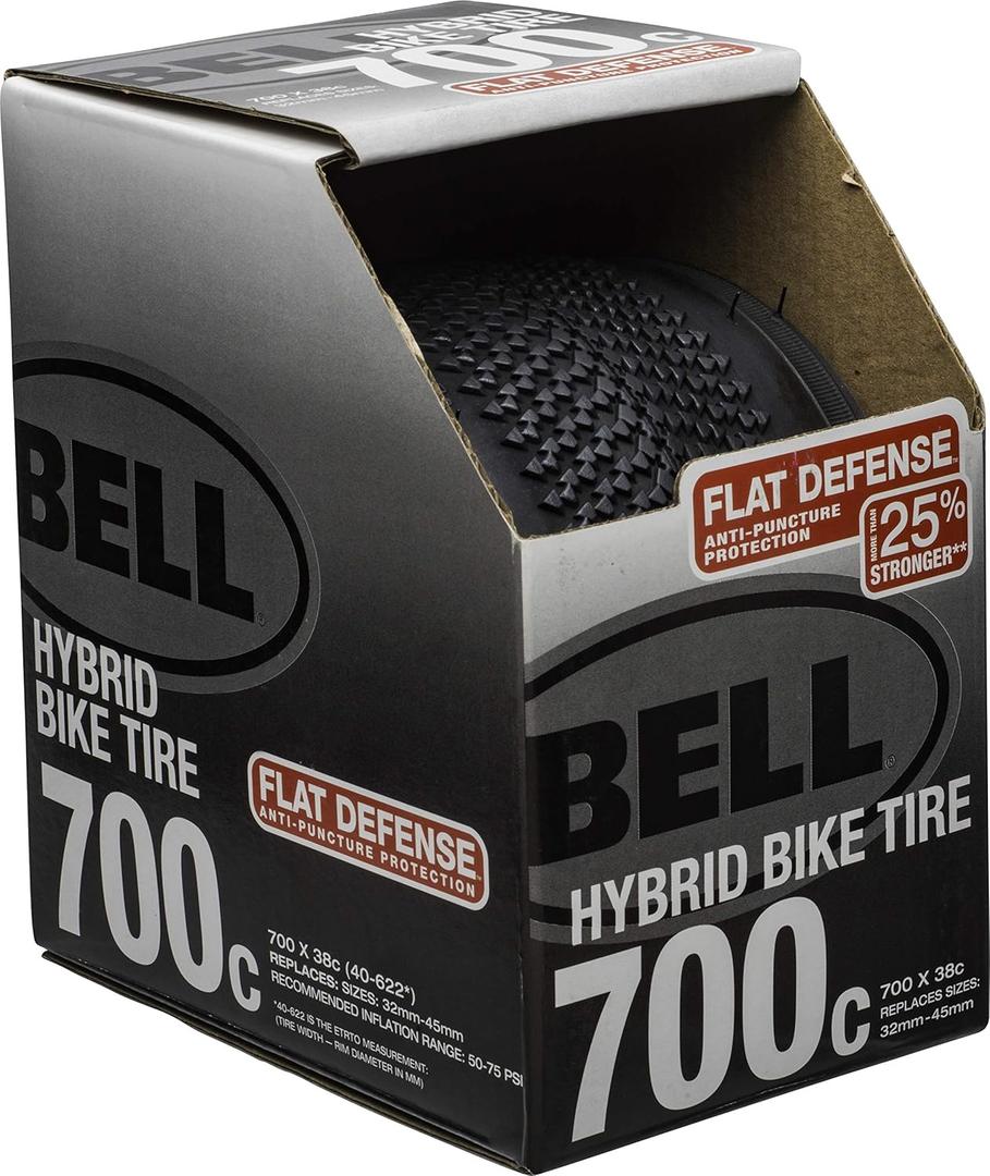 Bell Flat Defense Hybrid Gravel Bike Tire (700 x 38 c, Black - 700 x 38c)