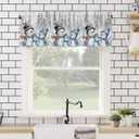 Winter Snowman Valances for Windows 42" W x 12" L Striped Hat Christmas Pine Tree Grey Snow Scene Rod Pocket Curtains Valance Short Window Treatment Drapes for Living Room, Bedroom Bathroom Decor