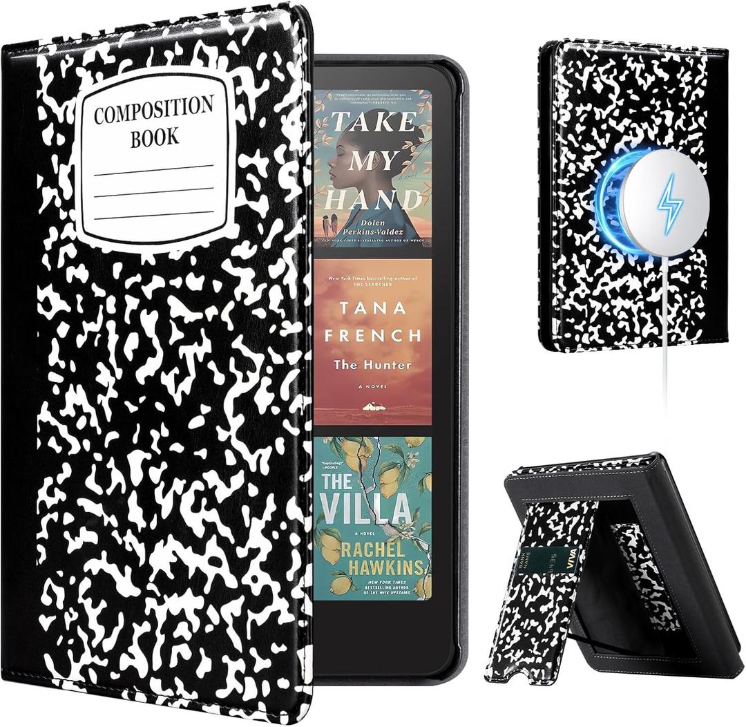 CoBak Stand Case for 7" Kindle Paperwhite 12th Gen 2024 and Kindle Colorsoft with Hand Strap - Compatible with iPhone MagSafe, for Samsung/Belkin/Anker Wireless Charging Pads, Durable, Auto Sleep Wake
