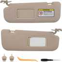 Pair Sun Visor Compatible with 2011-2016 Hyundai Elantra (Not for GT Models), Driver & Passenger Side Sunvisor Replacement Kit with Clips & Screws, Replaces OEM 85210-3X040-TX (Color Beige)