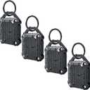 DOVICK- Waterproof Airtag Keychain Holder Case,Screw Full Cover Compatible with Apple Air Tag Tracker Key Ring 4 Pack Black