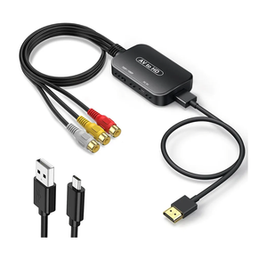 RCA to HDMI Adapter,Viagkiki AV Converter,RCA Female to HDMI Converter Composite Audio Video Converter for PS1, PS2, PS3, STB, Xbox, VHS, VCR,Black-Ray DVD Players (Cable Included)