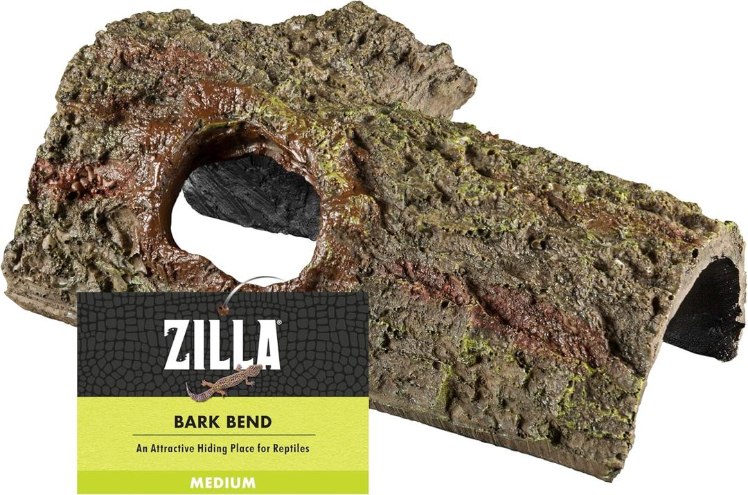 Zilla Pet Reptile Bark Bends Terrarium Decor, Medium,Brown (Medium, 4"L x 8"W x 3.5"H)