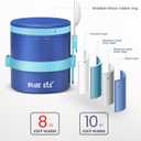BLUE ELE Vacuum Insulated Thermos Food Jar for Hot Food, 13.5oz, Leak-Proof, Ceramic-Coated Stainless Steel Lunch Container with Folding Spoon, Easy Grip Lid, Deep Blue