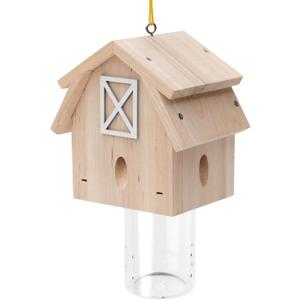 Carpenter Bee Trap for Outside - Best Bee Trap - Barn Style Nature Hanging Wood Carpenter Bee Traps Outdoor - Insect Traps with Removable Vault(1 Pack)