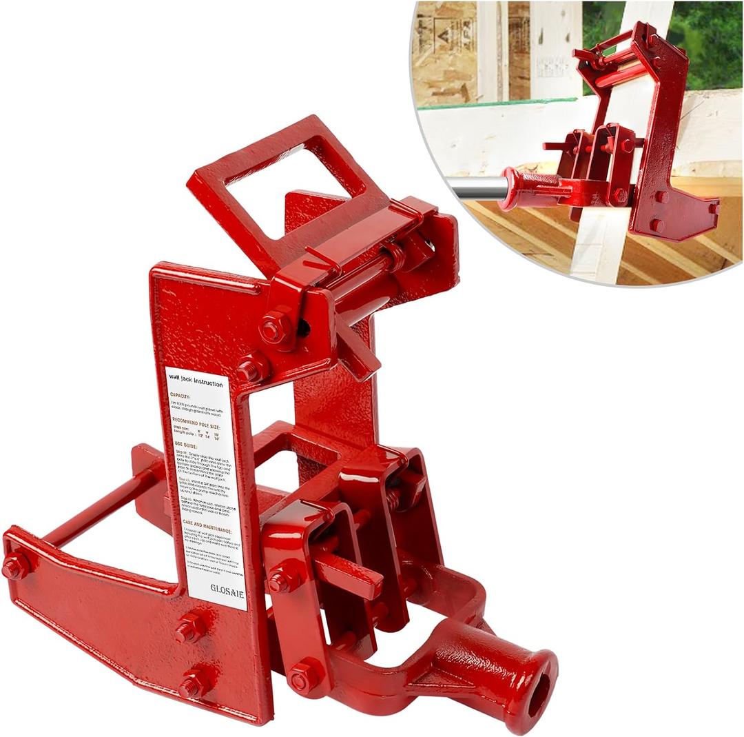 Cast Iron Wall Jack, 1000 lbs Heavy Duty Wall Jacks for Framing, Pole Jack Enables One-Person Wall Raise, Save Labor Cost & Back Strain for Construction Professionals, Red