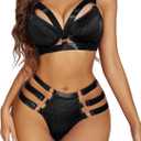 Avidlove Womens Lingerie Set Sexy Underwired Push Up Bra and Panty Set Two Piece Lingerie (Medium, Black)